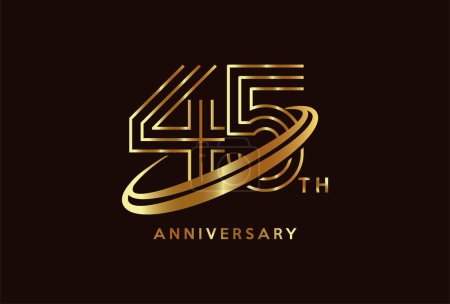 Ilustración de Oro 45 aniversario celebración logo diseño inspiración - Imagen libre de derechos