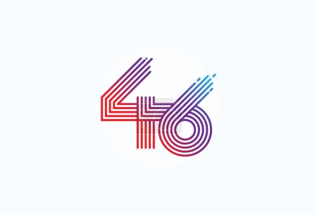 Ilustración de Logotipo de número 46 abstracto, estilo de línea de monograma número 46, utilizable para aniversario, logotipos empresariales y tecnológicos, plantilla de logotipo de diseño plano, ilustración de vectores - Imagen libre de derechos