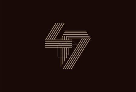 Ilustración de Logotipo abstracto del oro del número 47, estilo de línea del monograma del número 47 se puede utilizar para las plantillas del logotipo del cumpleaños y del negocio, logotipo plano del diseño, ilustración del vector - Imagen libre de derechos