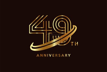 Ilustración de Oro 49 aniversario celebración logo diseño inspiración - Imagen libre de derechos