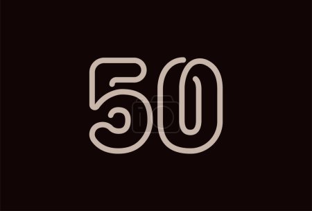 Ilustración de Logotipo del número 50, estilo de la línea del logotipo del número 50 del monograma, utilizable para los logotipos del aniversario y del negocio, plantilla plana del logotipo del diseño, ilustración del vector - Imagen libre de derechos