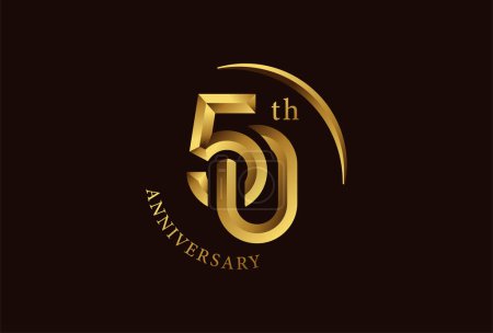 Ilustración de Diseño del logotipo de la celebración del aniversario de 50 años con el estilo círculo dorado - Imagen libre de derechos