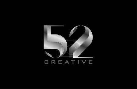 Ilustración de Logotipo del número 52, número moderno 52 en estilo de acero plateado, utilizable para los logotipos del aniversario y del negocio, ilustración del vector - Imagen libre de derechos