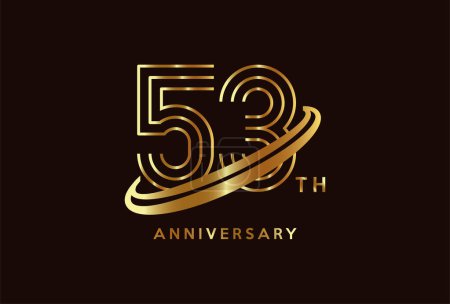 Ilustración de Oro 53 aniversario celebración logo diseño inspiración - Imagen libre de derechos