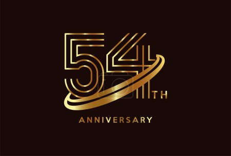 Téléchargez les illustrations : Golden 54 année anniversaire célébration logo design inspiration - en licence libre de droit