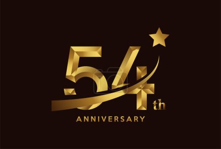 Téléchargez les illustrations : Golden 54 année anniversaire célébration logo design avec symbole étoile - en licence libre de droit