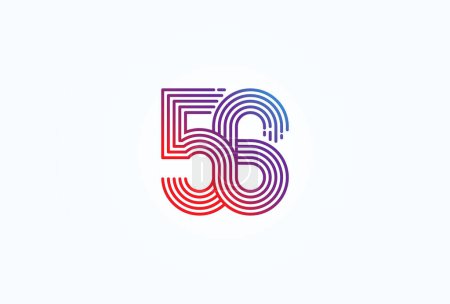 Ilustración de Logotipo del número 56 abstracto, estilo de línea del monograma del número 56, utilizable para el aniversario, logotipos del negocio y de la tecnología, plantilla plana del logotipo del diseño, ilustración del vector - Imagen libre de derechos