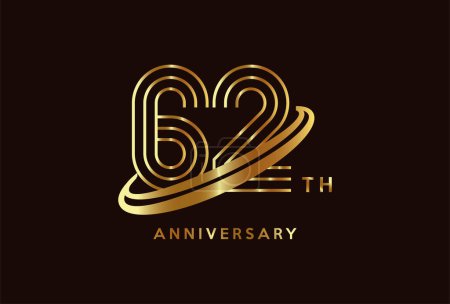 Téléchargez les illustrations : Golden 62 anniversaire célébration logo design inspiration. - en licence libre de droit