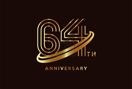 Illustration for Golden 64 year anniversary celebration logo design inspiration - Royalty Free Image