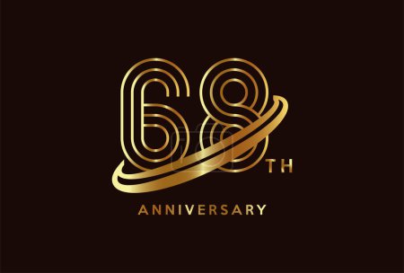 Ilustración de Oro 68 aniversario celebración logo diseño inspiración - Imagen libre de derechos