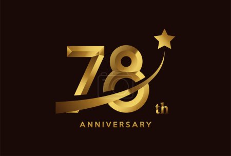 Ilustración de Diseño de logotipo de celebración de aniversario de 78 años de oro con símbolo estrella - Imagen libre de derechos