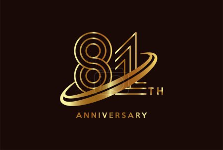 Illustration for Golden 81 year anniversary celebration logo design inspiration - Royalty Free Image