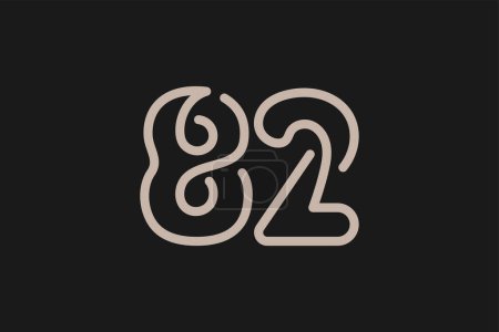 Ilustración de Logotipo del número 82, estilo de la línea del logotipo del número 82 del monograma, utilizable para los logotipos del aniversario y del negocio, plantilla plana del logotipo del diseño, ilustración del vector. - Imagen libre de derechos