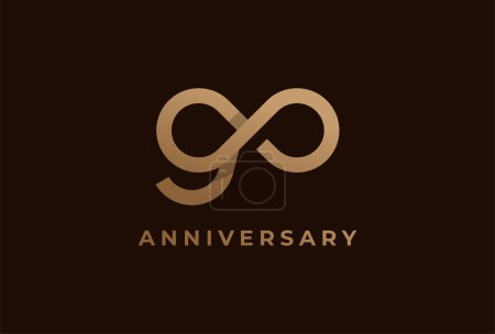 Illustration for Abstract Number 90 Logo, Number 90 with infinity icon combination, can be used for birthday and business logo templates, flat design logo, vector illustration. - Royalty Free Image