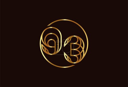 Ilustración de Logotipo abstracto del oro del número 93, estilo de la línea del monograma del número 93 se puede utilizar para las plantillas del logotipo del cumpleaños y del negocio, logotipo plano del diseño, ilustración del vector. - Imagen libre de derechos
