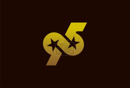 Logo numéro 95, numéro de monogramme 95 formé à partir du symbole de l'infini avec une étoile dans l'espace négatif, utilisable pour les logos d'affaires et d'anniversaire, modèle de logo design plat, illustration vectorielle