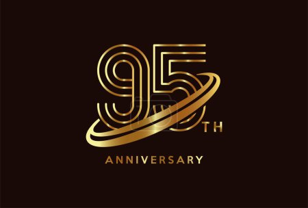 Ilustración de Oro 95 aniversario celebración logo diseño inspiración - Imagen libre de derechos