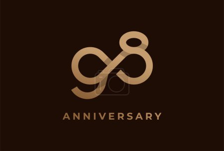 Illustration for Number 98 Logo, Number 98 with infinity icon combination, can be used for birthday and business logo templates, flat design logo, vector illustration - Royalty Free Image