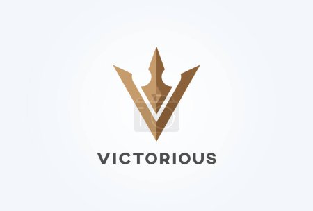 Ilustración de Logo inicial de V Crown, letra V con combinación de corona, elemento de plantilla de diseño de logotipo de vector plano, ilustración vectorial - Imagen libre de derechos