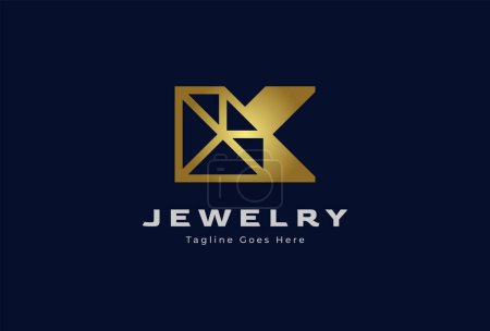 Initial Diamond Jewelry logo, Letter K with Diamond Inside, usable for brand and business logos, flat design logo template element, vector illustration