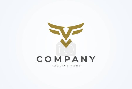 Ilustración de Logo inicial de V Eagle, letra moderna V formando el logotipo de diseño de Eagle Bird, elemento de plantilla de logotipo de diseño plano, ilustración vectorial - Imagen libre de derechos
