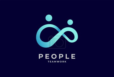 Illustration for People logo design, human with infinity icon combination, people Logo design template element, vector illustration - Royalty Free Image