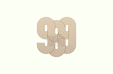 Illustration for Number 999 Logo, Monogram Number 999 logo multi line style, usable for business logos and anniversary, flat design logo template, vector illustration - Royalty Free Image