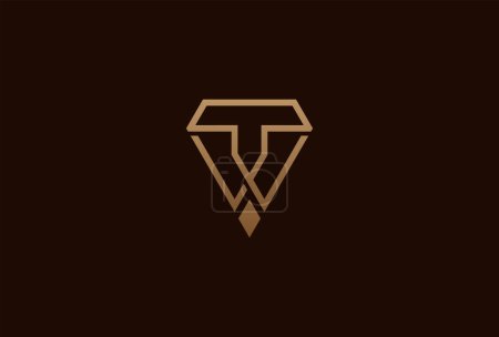 Diamant-Logo, Monogramm Buchstabe T und W mit Diamant-Kombination, verwendbar für Marken- und Firmenlogos, flaches Design-Logo-Template-Element, Vektorillustration