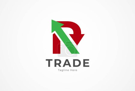 Trading Logo. abstrakter Buchstabe R aus zwei Kombinationen von nach oben und unten gerichteten Pfeilen, verwendbar für Tading, Logistik- und Firmenlogos, Vektorillustration