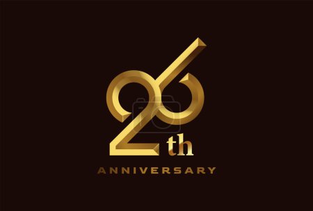 Golden 26 aniversario celebración logo, Número 26 formando icono infinito, se puede utilizar para plantillas de logotipo de cumpleaños y de negocios, ilustración de vectores