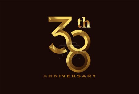 Goldene 38-Jahr-Feier-Logo, Zahl 38 bildet Infinity-Symbol, kann für Geburtstag und Business-Logo-Vorlagen verwendet werden, Vektor-Illustration