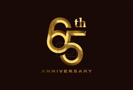 Goldene 65-Jahr-Feier-Logo, Zahl 65 bildet Infinity-Symbol, kann für Geburtstag und Business-Logo-Vorlagen verwendet werden, Vektor-Illustration