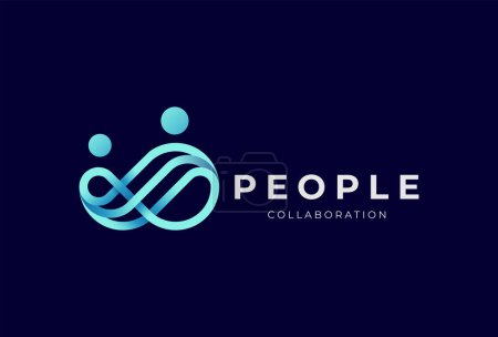 People logo design, human with infinity icon combination, people Logo template , vector illustration
