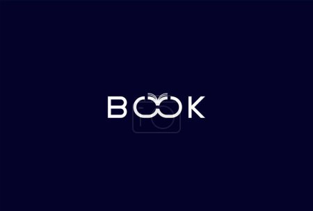 Book Logo, letter O with book icon combination  in text Book typography logo, vector illustration