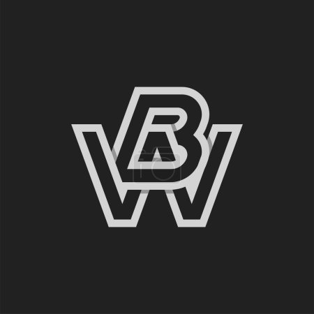 Lettre BW ou logo WB, logo monogramme lettre B avec combinaison W, modèle de logo design, illustration vectorielle