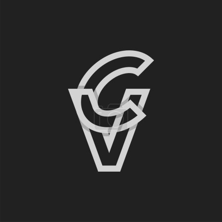 Carta CV o VC Logo, Monograma Logo letra C con V combinación, plantilla de logotipo de diseño, ilustración vectorial