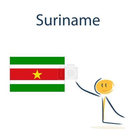 Foto de Personaje con la bandera de Surinam. Enseñando geografía infantil y países del mundo - Imagen libre de derechos