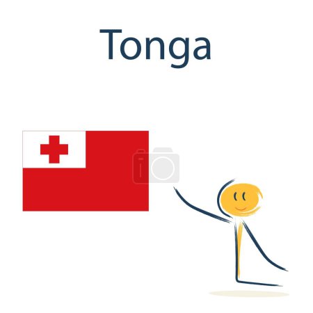 Foto de Personaje con la bandera de Tonga. Enseñando geografía infantil y países del mundo - Imagen libre de derechos