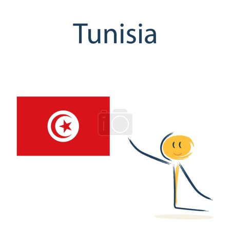 Foto de Personaje con la bandera de Túnez. Enseñando geografía infantil y países del mundo - Imagen libre de derechos