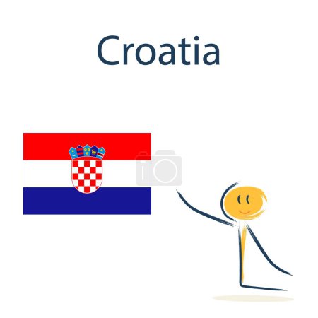 Téléchargez les illustrations : Caractère avec le drapeau de la Croatie. Enseigner aux enfants la géographie et les pays du monde - en licence libre de droit