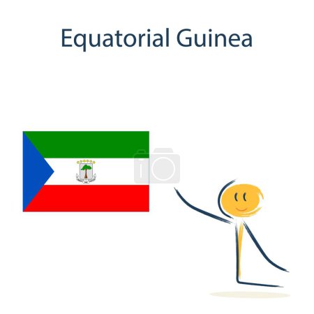 Foto de Personaje con la bandera de Guinea Ecuatorial. Enseñando geografía infantil y países del mundo - Imagen libre de derechos