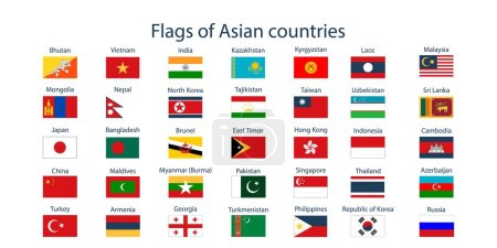 Foto de Banderas de los países del mundo. Banderas de países asiáticos. Geografía, atlas, mundo, viajes - Imagen libre de derechos