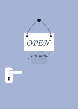 Ilustración de Abre tu mente clases de yoga y meditación. imagen de la placa en la puerta - Imagen libre de derechos