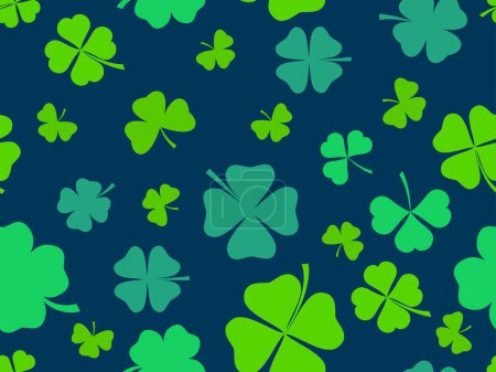 Illustration for Clover seamless pattern for Saint Patrick's Day. Four-leafed and three-leafed clover. Background for printing on paper, advertising materials and fabric. Vector illustration - Royalty Free Image