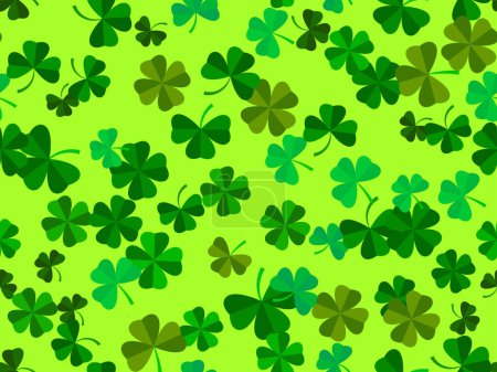 Illustration for Clover seamless pattern for Saint Patrick's Day. Four-leafed and three-leafed clover. Background for printing on paper, advertising materials and fabric. Vector illustration - Royalty Free Image