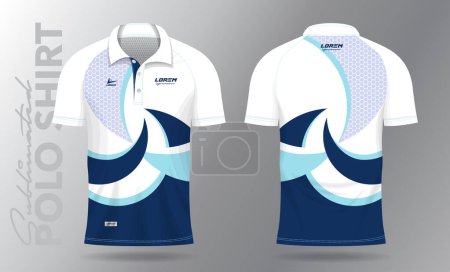 Modèle de maquette de polo bleu sublimation pour maillot de badminton, tennis, soccer, football ou uniforme de sport