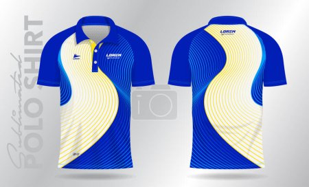 Illustration for Blue and yellow polo mockup Shirt template design for badminton jersey, tennis, soccer, football or sport uniform - Royalty Free Image