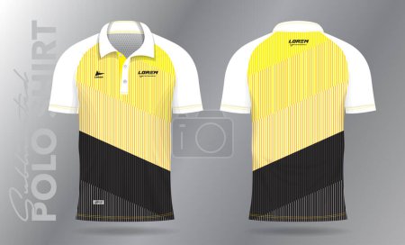Illustration for Yellow and black sublimation Polo Shirt mockup template design for sport uniform in front view and back view - Royalty Free Image