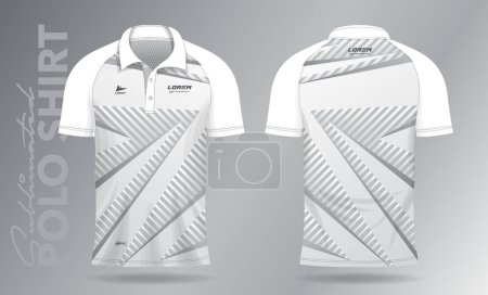 Sublimation white polo shirt mockup template design for badminton jersey, tennis, soccer, football or sport uniform
