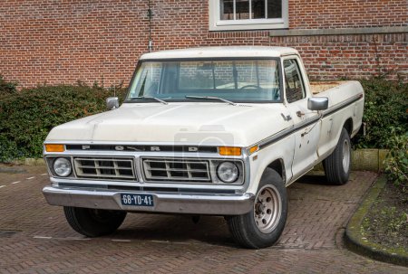Photo for Leiden, South Holland, The Netherlands,19.02.2023, Vintage Ford F250 from 1977, The sixth generation of F-series - Royalty Free Image
